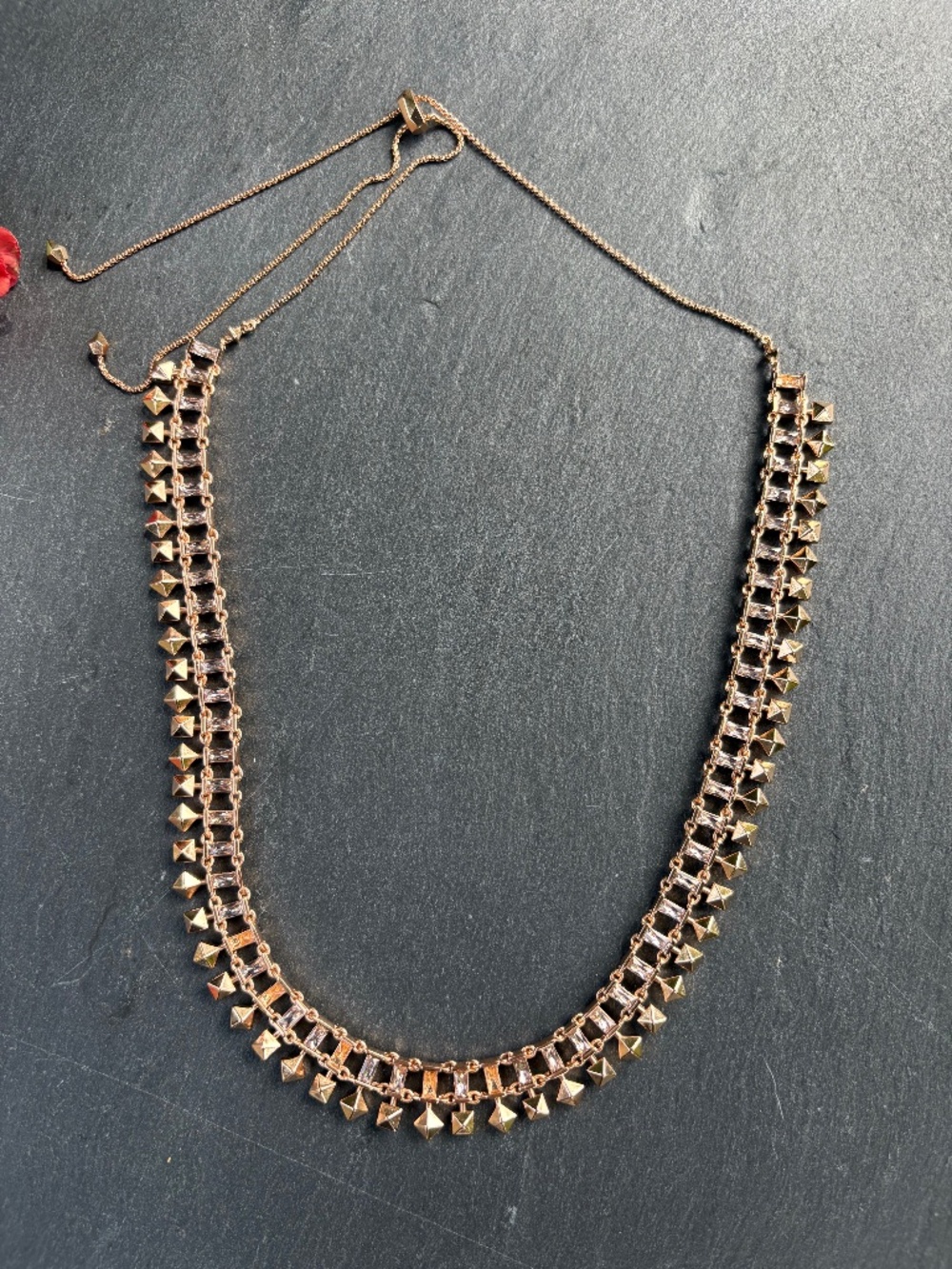 NWT Kendra Scott Oscar Choker Necklace Rose Gold Pink Crystal